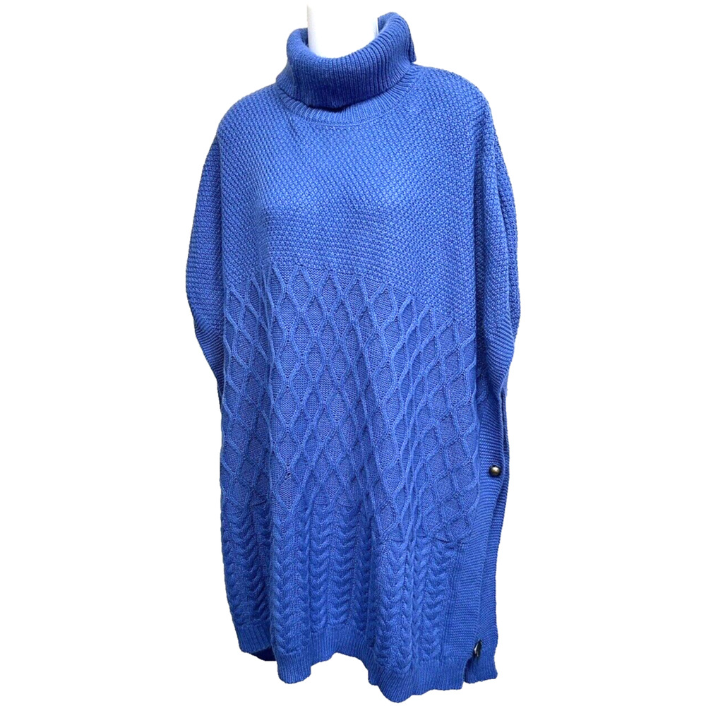 LANE BRYANT SIDE BUTTON SWEATER PONCHO High neck BLUE SIZE 22/28 - Picture 1 of 4